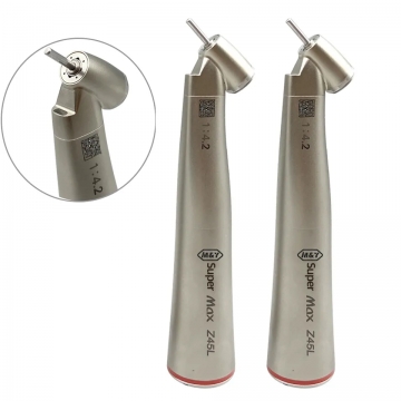 Dental low speed hand piece 1:4.2 increasing contra angle electric micromotor 45 degree angle with fiber optic led light
